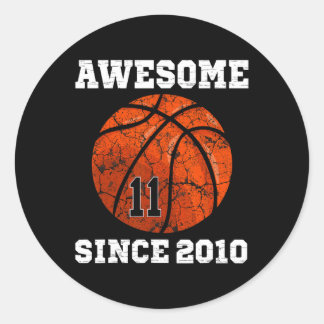 11th Birthday Basketball Lover Gift 11 Years Old V Classic Round Sticker
