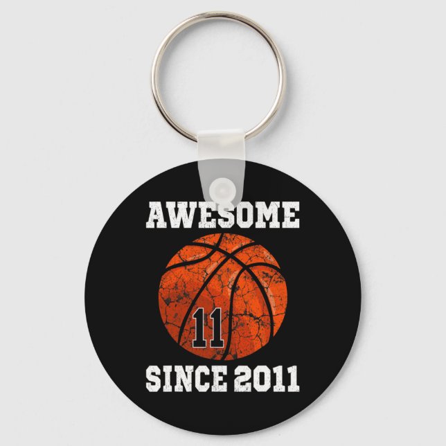 11th Birthday Basketball Player 11 Years Old Vinta Key Ring (Front)