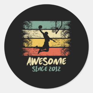 11th Birthday Basketball Player Awesome Since 2012 Classic Round Sticker
