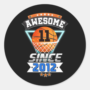 11th Birthday Basketball Player Awesome Since 201 Classic Round Sticker