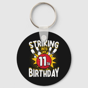 11th Birthday Bowling Theme Striking Into Birthday Key Ring