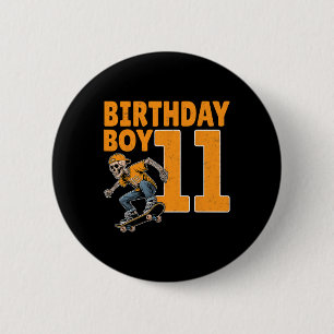 11th Birthday Boy 11 Years Old Skateboard Skateboa 6 Cm Round Badge