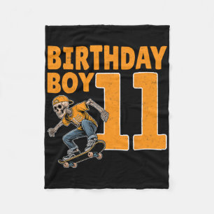 11th Birthday Boy 11 Years Old Skateboard Skateboa Fleece Blanket