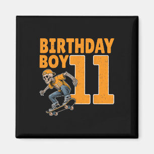 11th Birthday Boy 11 Years Old Skateboard Skateboa Magnet