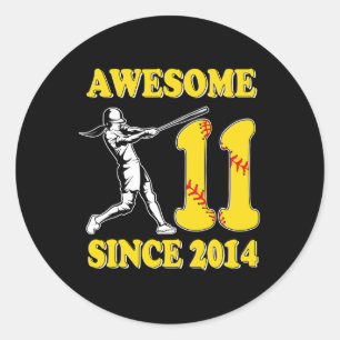 11th Birthday Boy Awesome Since 2014 Softll 11 Yea Classic Round Sticker