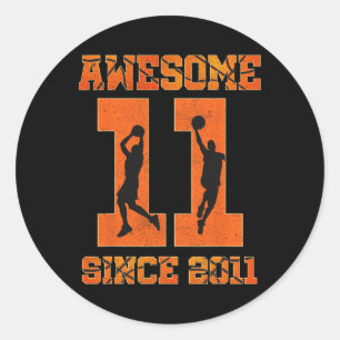 11th Birthday Boy Basketball Awesome Since 2011 F Classic Round Sticker