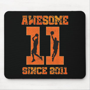 11th Birthday Boy Basketball Awesome Since 2011 F Mouse Pad