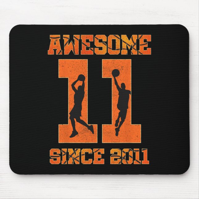 11th Birthday  Boy Basketball Awesome Since 2011 F Mouse Pad (Front)