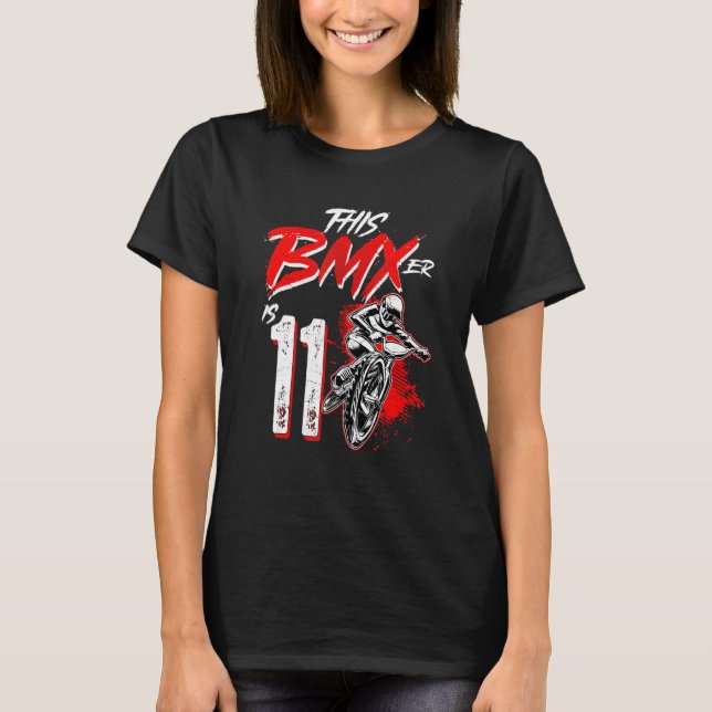 11th Birthday   Boy   BMX Birthday Party Decoratio T-Shirt (Front)