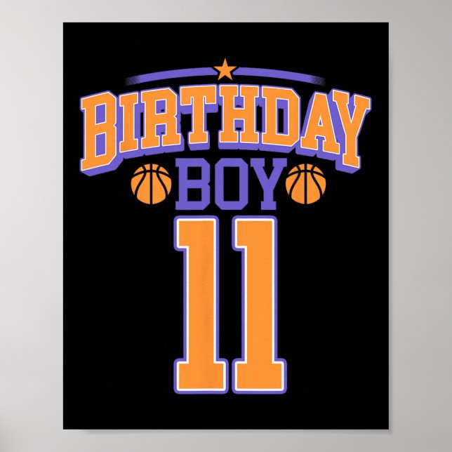 11th Birthday Boy Bysketbyll Lover 11 Years Old Bd Poster (Front)
