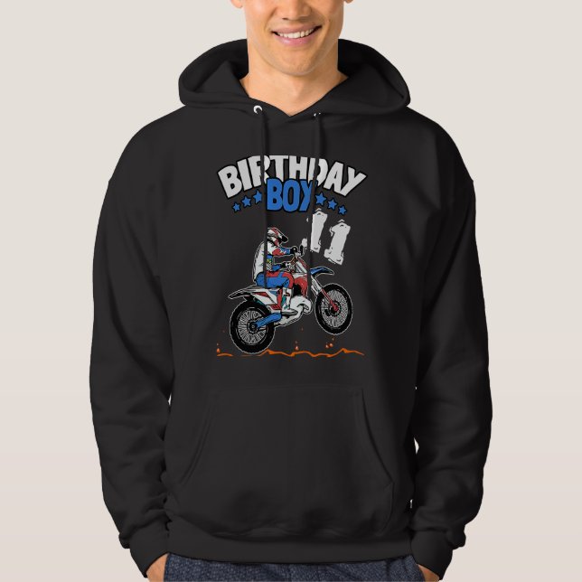 11th Birthday Boy Dirt Bike Kids 11 Years Old Boys Hoodie (Front)