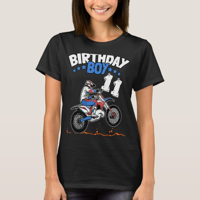 11th Birthday Boy Dirt Bike Kids 11 Years Old Boys T-Shirt (Front)