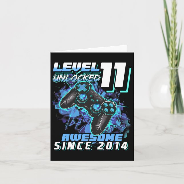 11th Birthday Boy Level 11 Gamer 11 Year Video Gam Card (Front)
