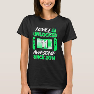 11th Birthday Boy Level 11 Unlocked Awesome 2014 V T-Shirt