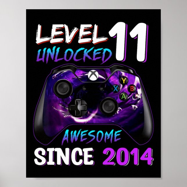 11th Birthday Boy Level 11 Unlocked Awesome Since  Poster (Front)