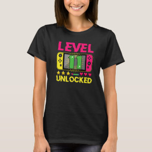 11th Birthday Boy Level 11 Unlocked Video Gamer Bi T-Shirt