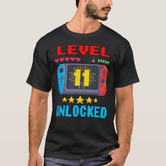 11th Birthday Boy Level 11 Unlocked Video Gamer Bi T-Shirt