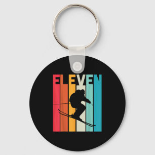 11th Birthday Boy Retro Ski Lover Skier 11 Years O Key Ring