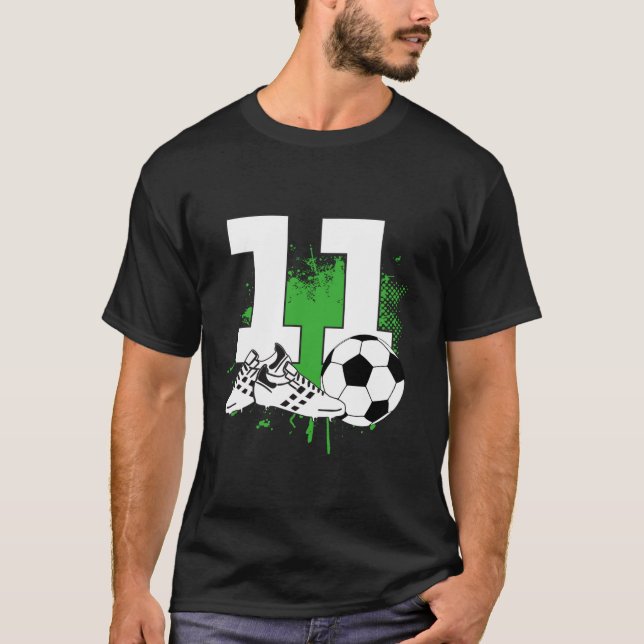 11th Birthday Boys 11 Years Soccer Football Player T-Shirt (Front)