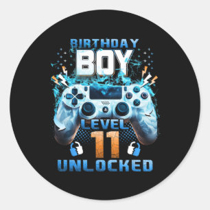 11th Birthday Boys Level 11 Unlocked 11 Years Old Classic Round Sticker