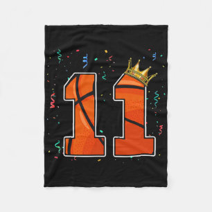 11th Birthday Bysketbyll Big Number 11 Year Old Bo Fleece Blanket