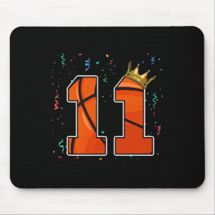 11th Birthday Bysketbyll Big Number 11 Year Old Bo Mouse Pad