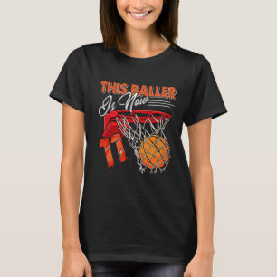 11th Birthday Bysketbyll Fun 11 Years Old Kids Gif T-Shirt