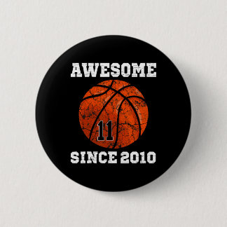 11th Birthday Bysketbyll Lover Gift 11 Years Old V 6 Cm Round Badge