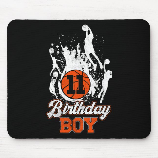 11th Birthday Bysketbyll Theme Birthday Boy 11 Yrs Mouse Pad (Front)