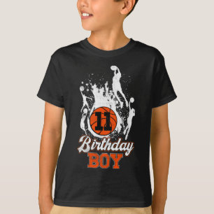 11th Birthday Bysketbyll Theme Birthday Boy 11 Yrs T-Shirt