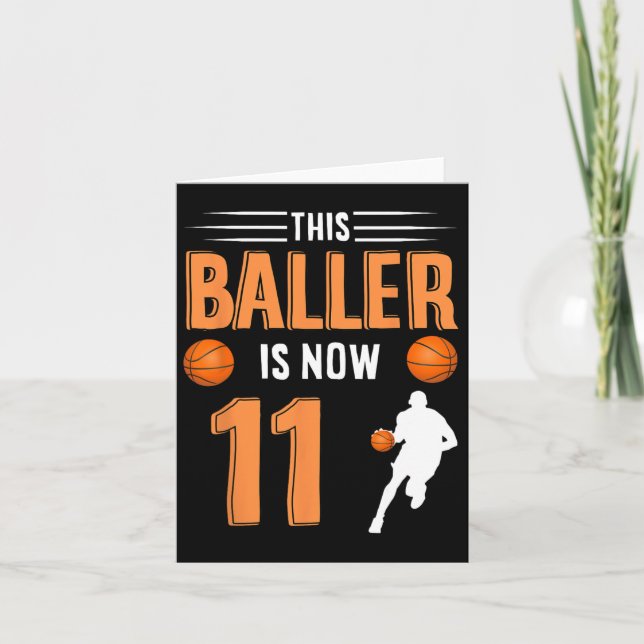 11th Birthday Bysketbyll - This Byller Is Now 11  Card (Front)