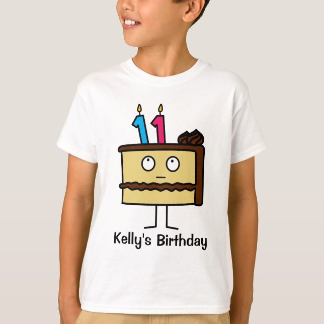 11th Birthday Cake with Candles T-Shirt (Front)
