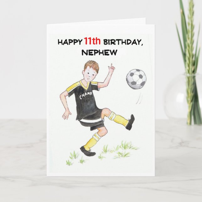 11th Birthday Card for a Nephew - Footballer (Front)
