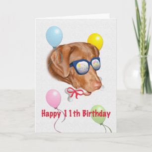 11th Birthday Card with Labrador Retriever Dog
