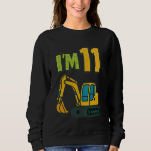 11th Birthday Cartoon Yellow Crawler Excavator 11 Sweatshirt