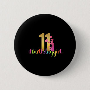 11th Birthday Cheerleader Cheerleading 11 Year Old 6 Cm Round Badge