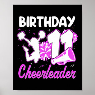 11th Birthday Cheerleader Girl 11 Years Old Cheerl Poster