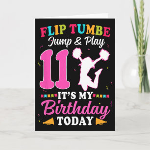 11th Birthday Cheerleading Girl 11 Year Old Cheerl Card