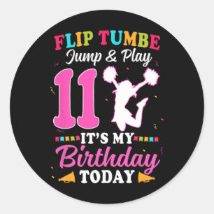 11th Birthday Cheerleading Girl 11 Year Old Cheerl Classic Round Sticker