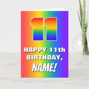 11th Birthday: Colorful, Fun Rainbow Pattern # 11 Card