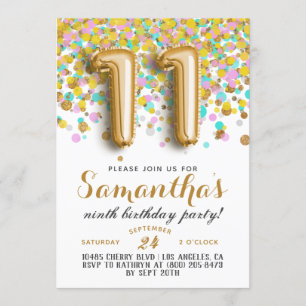 11th Birthday Confetti Invitation
