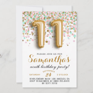 11th Birthday Confetti Invitation