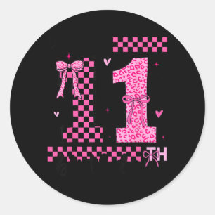 11th Birthday Coquette Bow 11 Year Old Birthday Classic Round Sticker