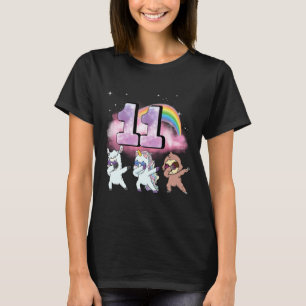 11th Birthday Dabbing Unicorn Sloth Sheep T-Shirt
