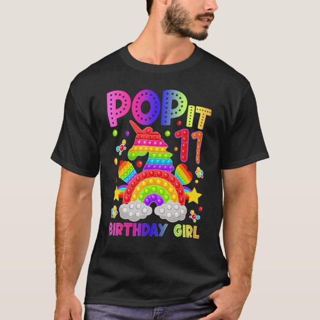 11th Birthday Fidget Toy Pop It Birthday Girl 11 Y T-Shirt (Front)