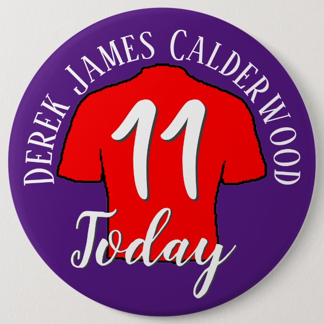 11th Birthday Football Badge to Personalise Button (Front)