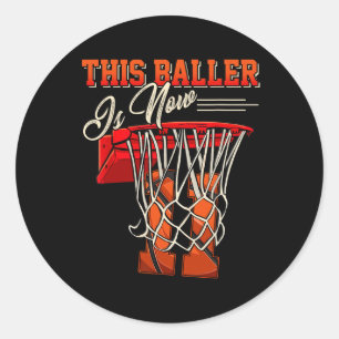 11th Birthday  For Boy Basketball 11 Years Old Kid Classic Round Sticker