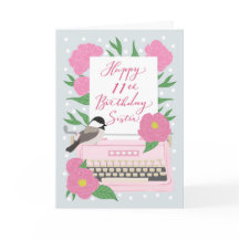 11th Birthday for Sister | Typewriter and Floral
