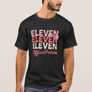 11th Birthday Funny Girl Pink Coquette Bow 11 Year T-Shirt