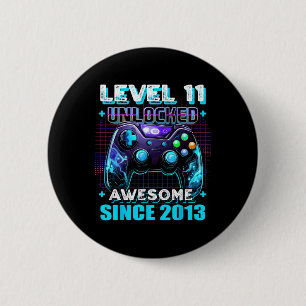 11th Birthday Gamer 11 Year Old Funny Bday Boy Ele 6 Cm Round Badge